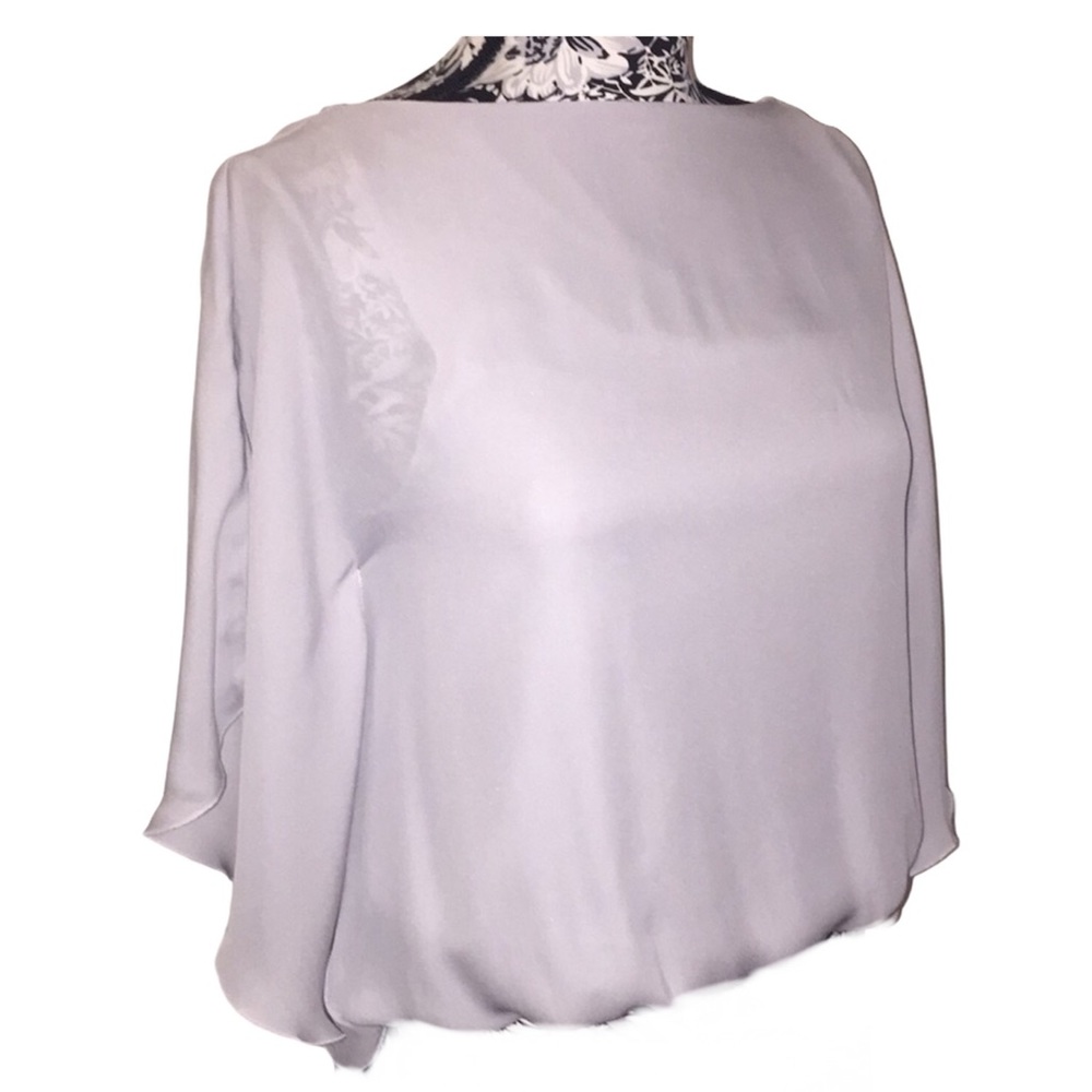 ALICE + OLIVIA DOLMAN BLOUSE KATIE GRAY SILK XS